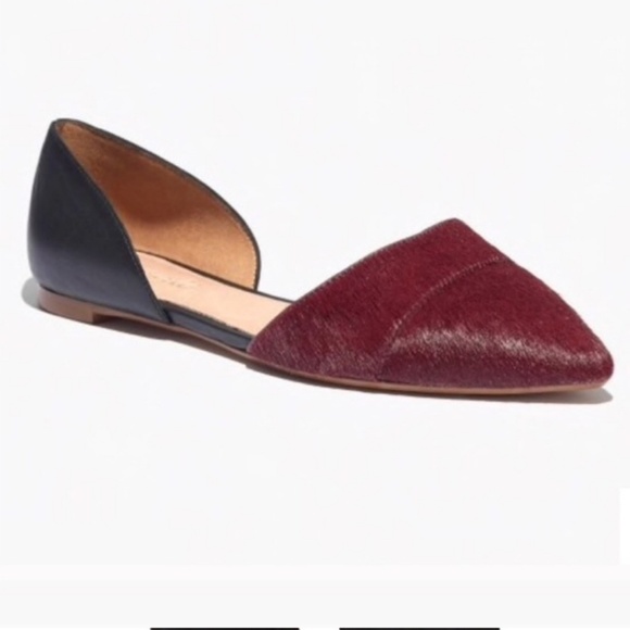 Madewell D'Orsay Cabernet Red Calf-Hair Flats 9 - Picture 8 of 8